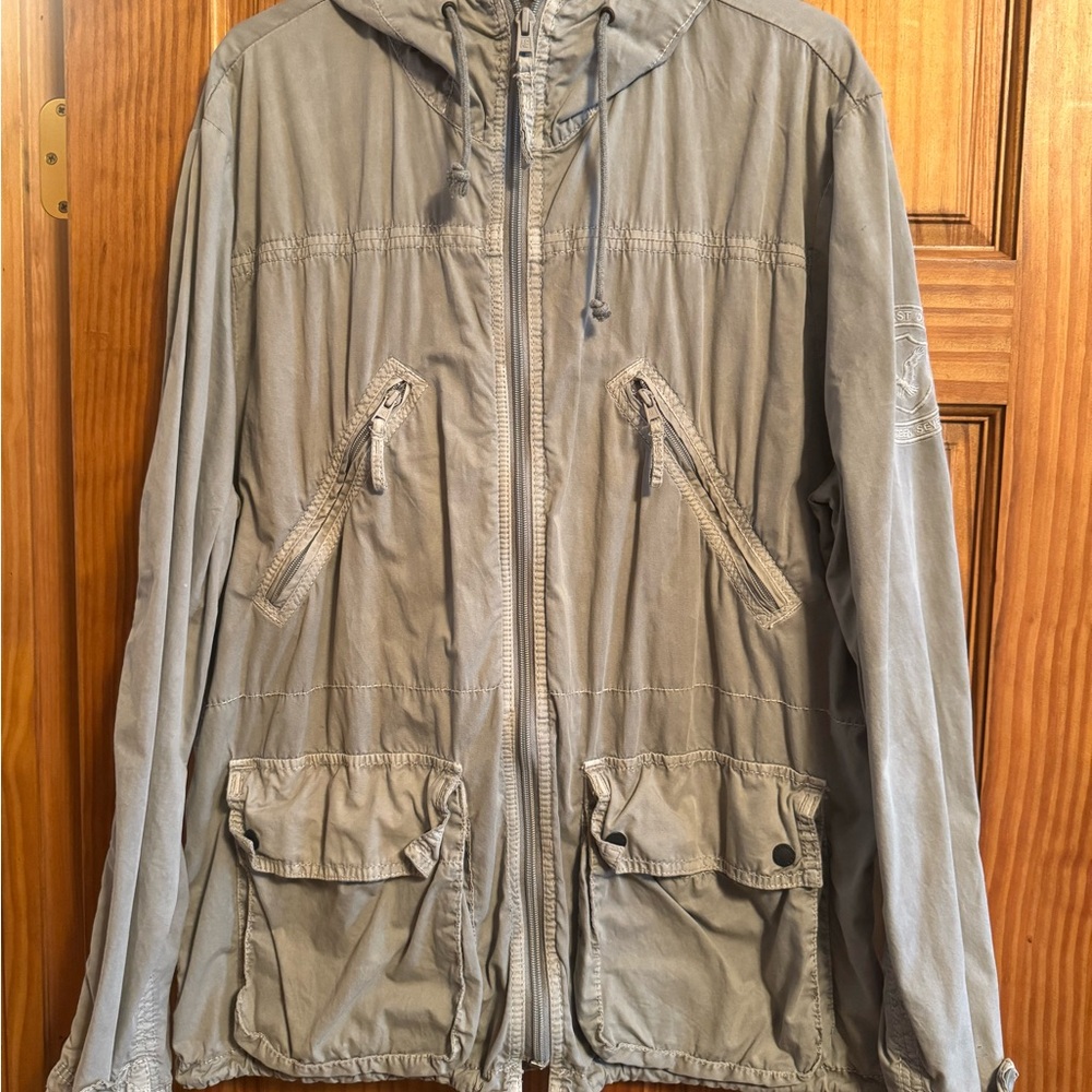American Eagle Outfitters Men's Gray Hooded Jacket